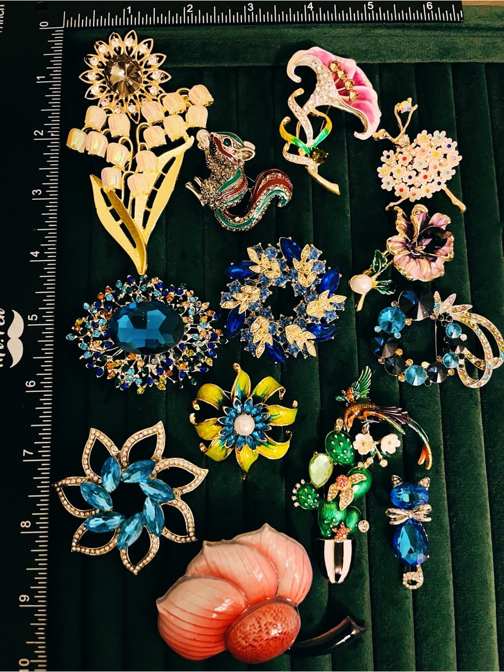 Vintage Style Rhinestone Ename Brooch Lot 15 Calla Lily Flower Pins Statement